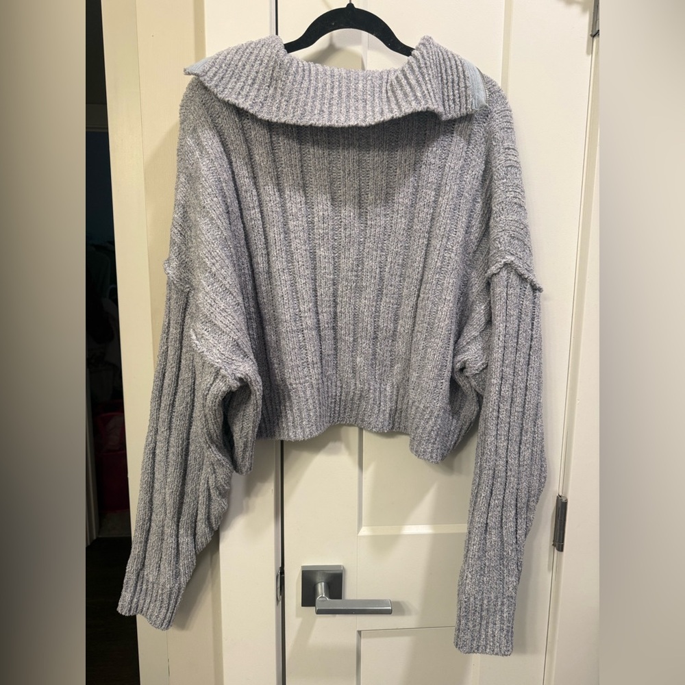 Forever 21 Light Light Blue Ribbed Cowl Neck Sweater - Picture 4 of 5